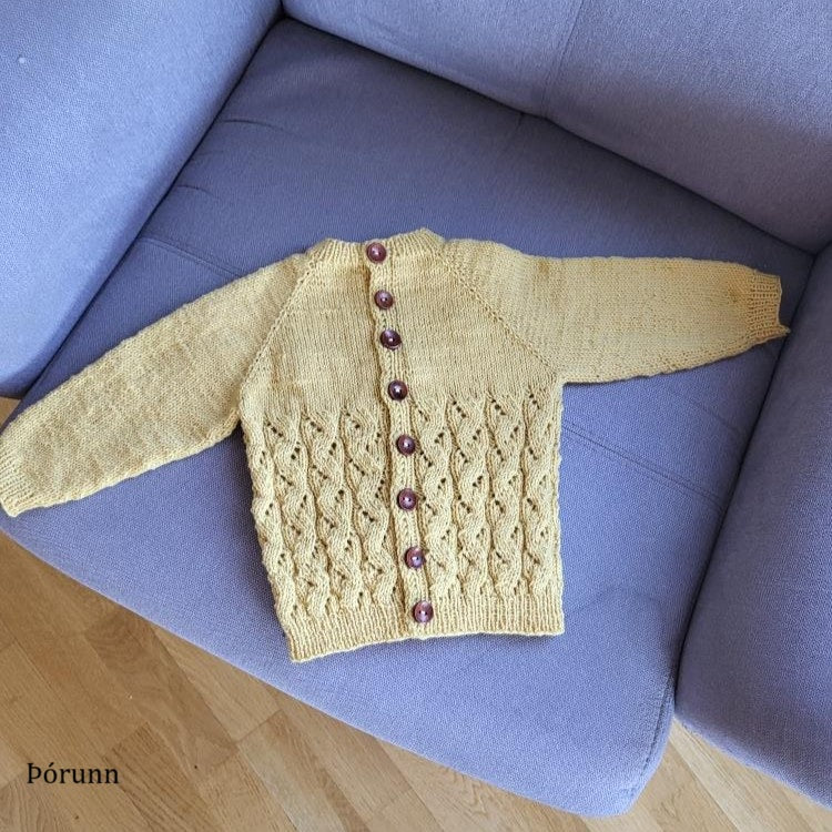 Hæðir opin barnapeysa | Fanneyknits